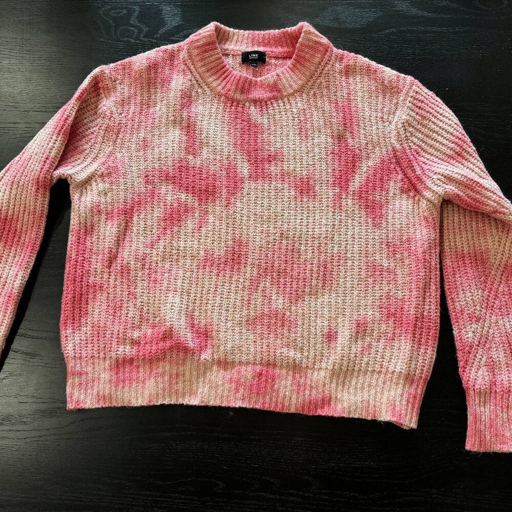 Line Mia Tie Dye Cotton Blend Crew Neck Sweater L